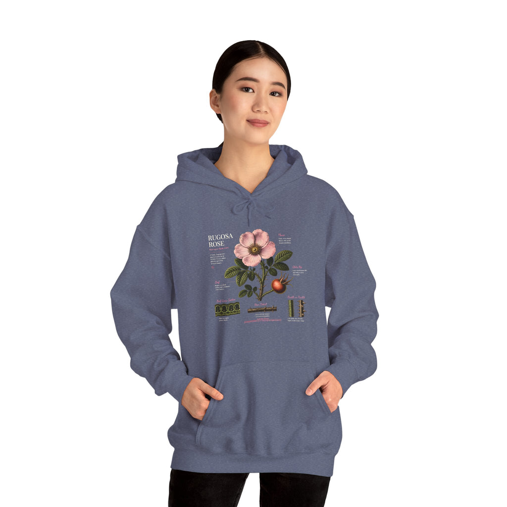 Vintage Botanical Hoodie — Rose Diagram Print