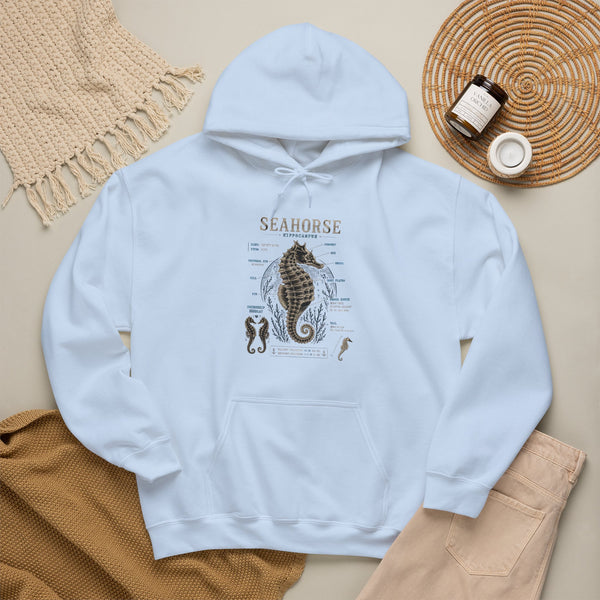 Seahorse Anatomy Hoodie — Vintage Marine Illustration Sweatshirt