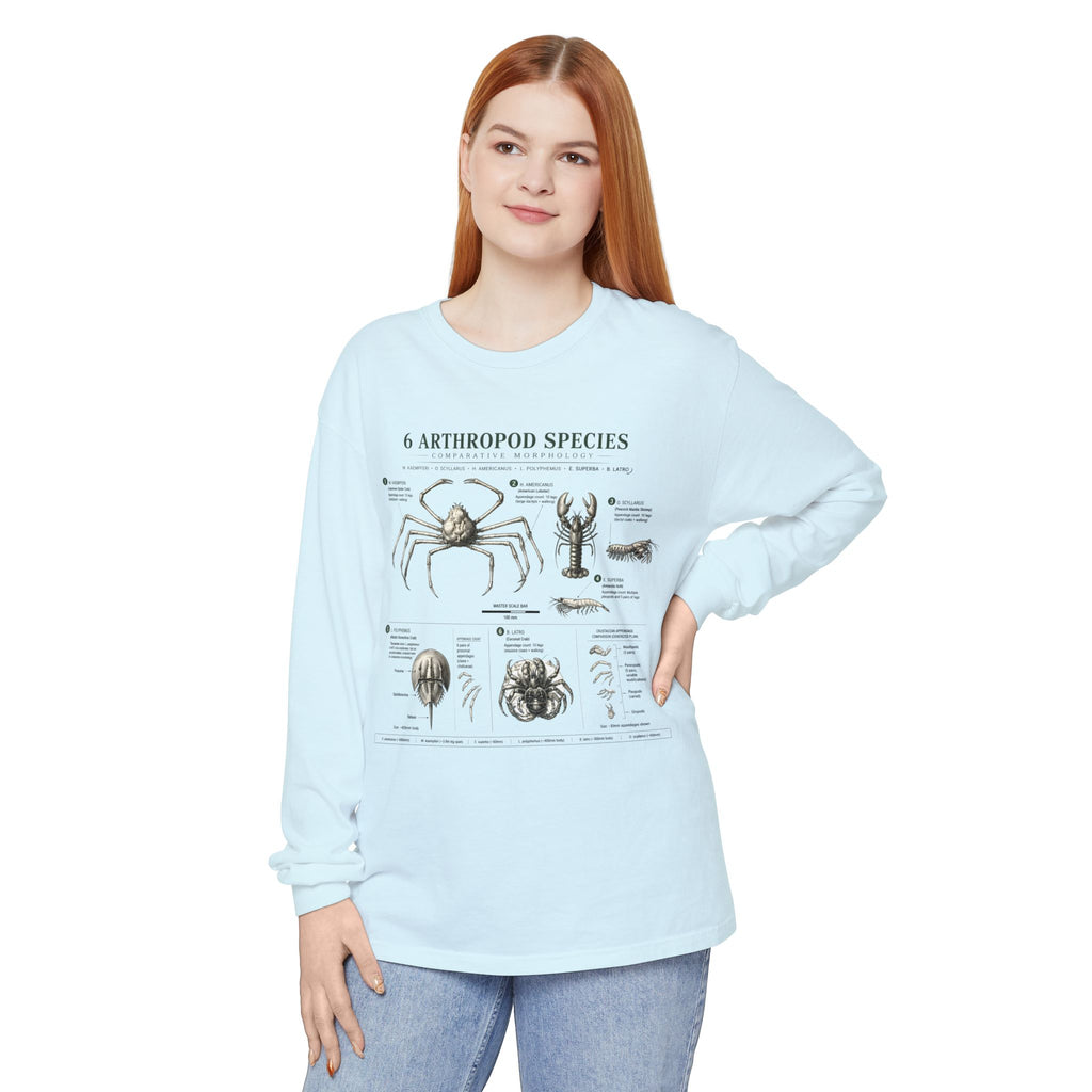 Arthropod Species Chart Long Sleeve Tee — Vintage Scientific Insect Diagram Shirt