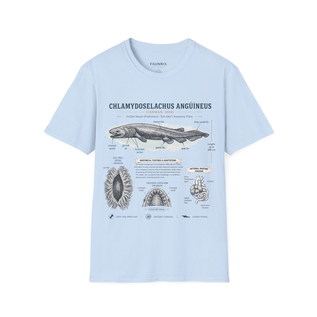 Shark Anatomy Graphic Tee — Chlamydoselachus Anguineus Educational T-Shirt