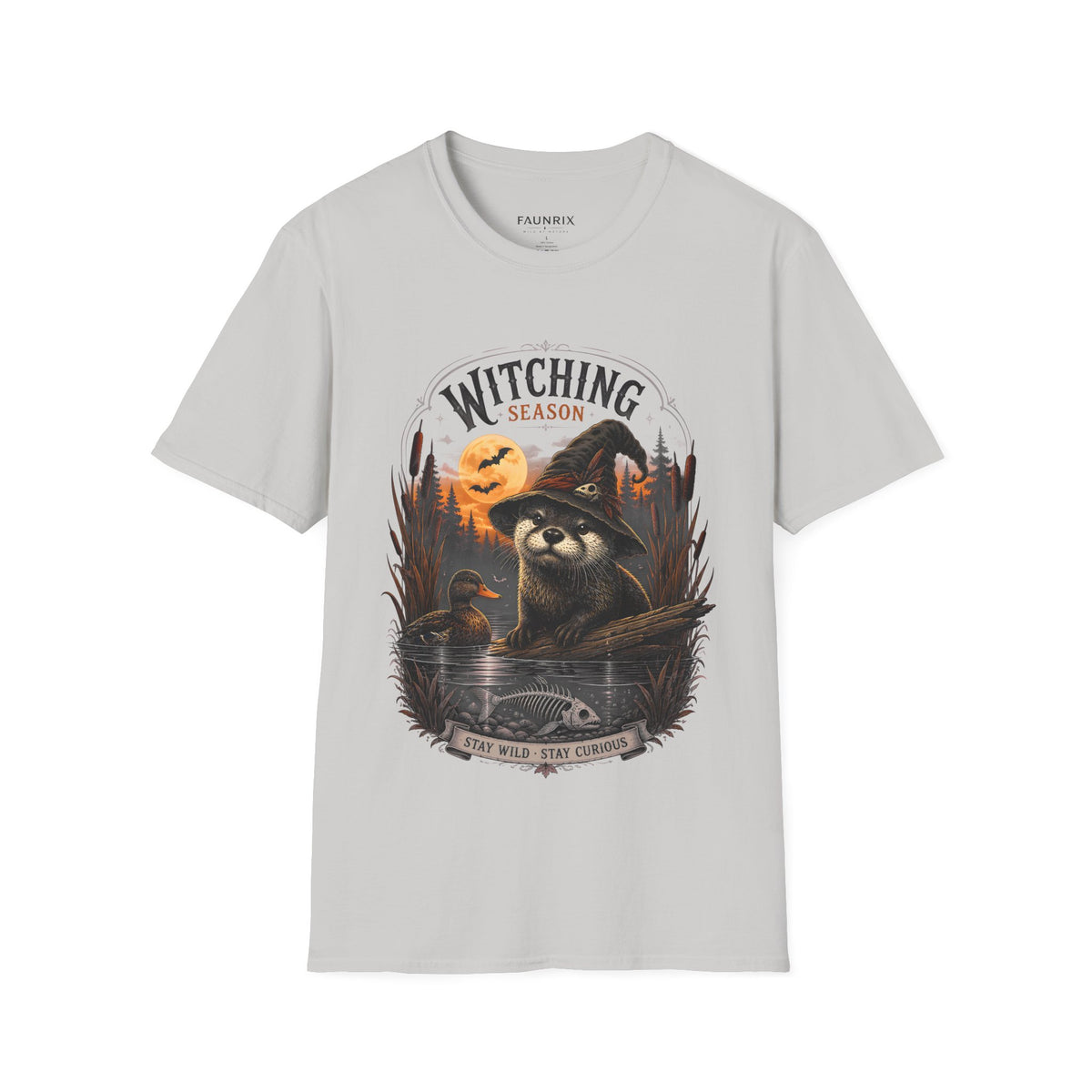 Witching Season T-Shirt — Halloween Witch Raccoon Graphic Tee