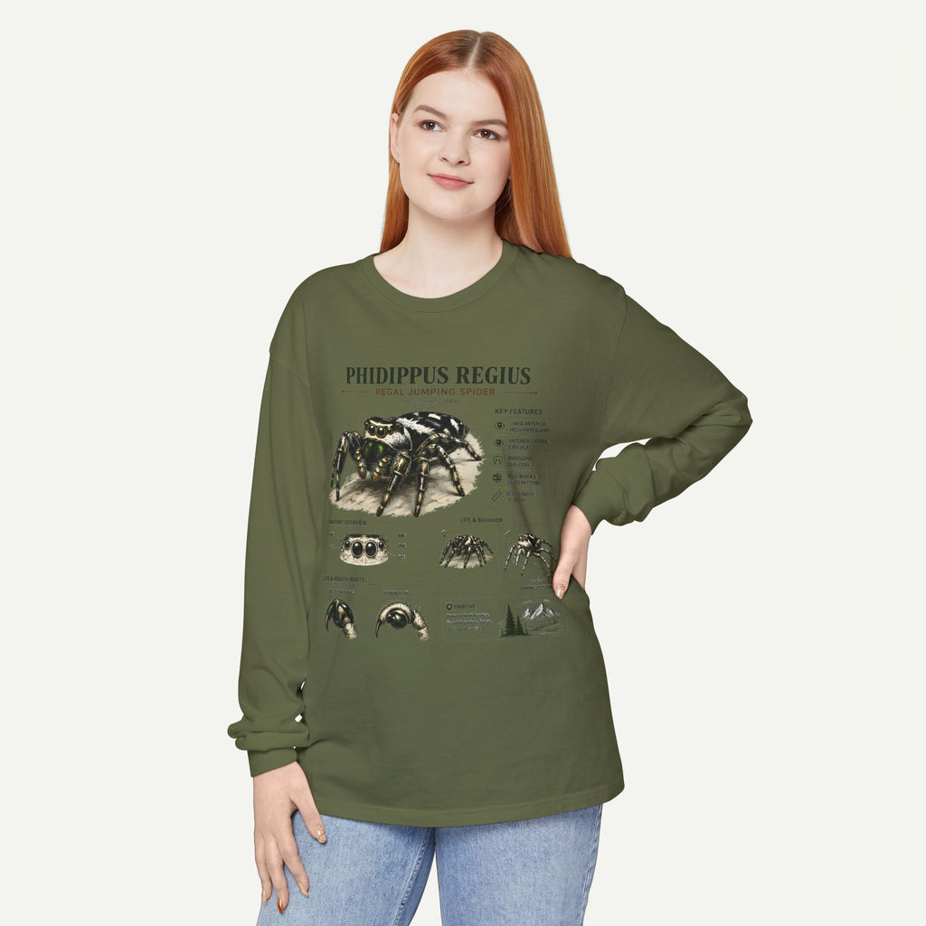 Phidippus Regius Jumping Spider Illustration Long Sleeve Tee