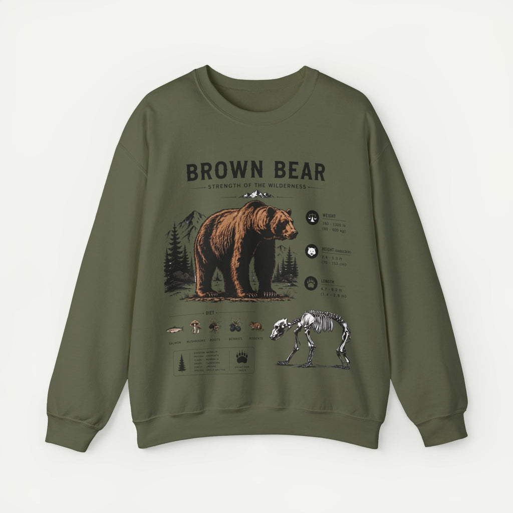 Brown Bear Anatomy Sweatshirt — Wildlife Illustration Graphic Sweatshirt