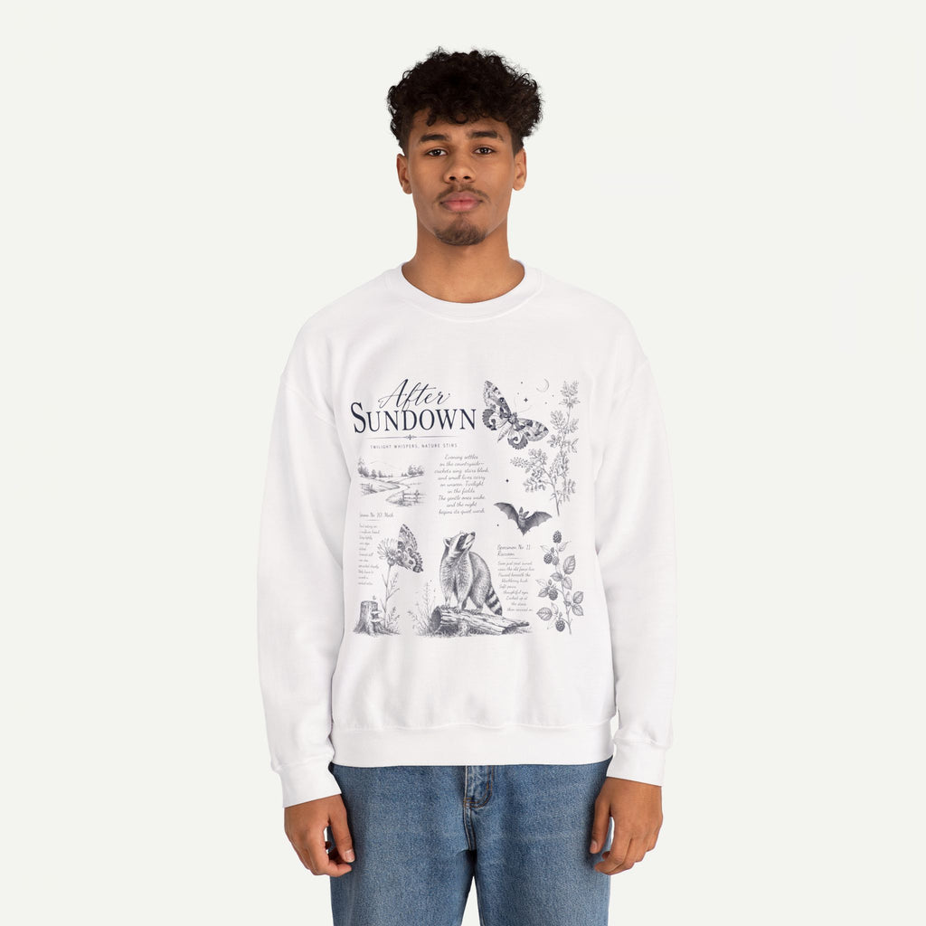 After Sundown Crewneck Sweatshirt — Moonlit Wildlife Graphic Sweatshirt