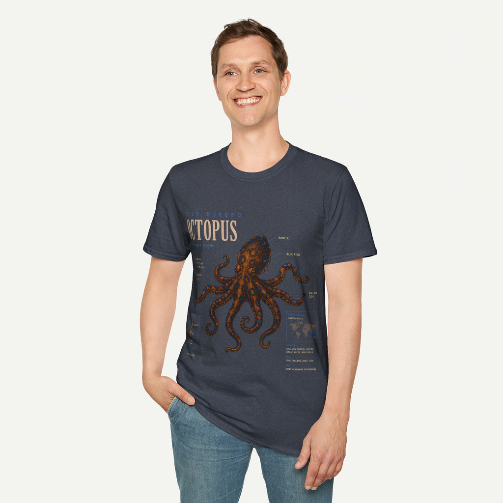 Octopus Anatomy Graphic T-Shirt — Vintage Blue-Ringed Octopus Design