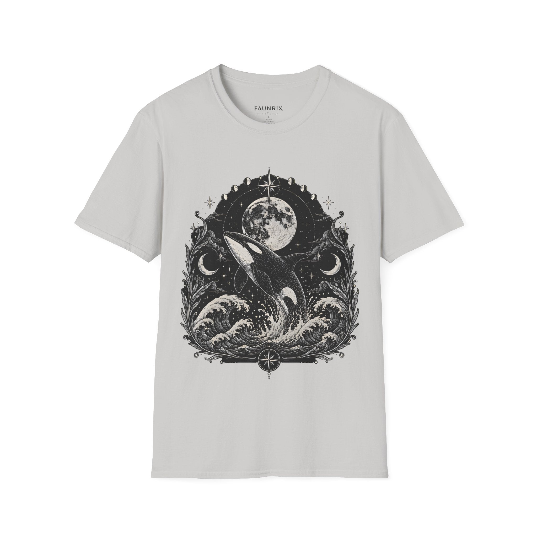 Orca Moon T-Shirt — Whale & Full Moon Illustration Tee Secondary image