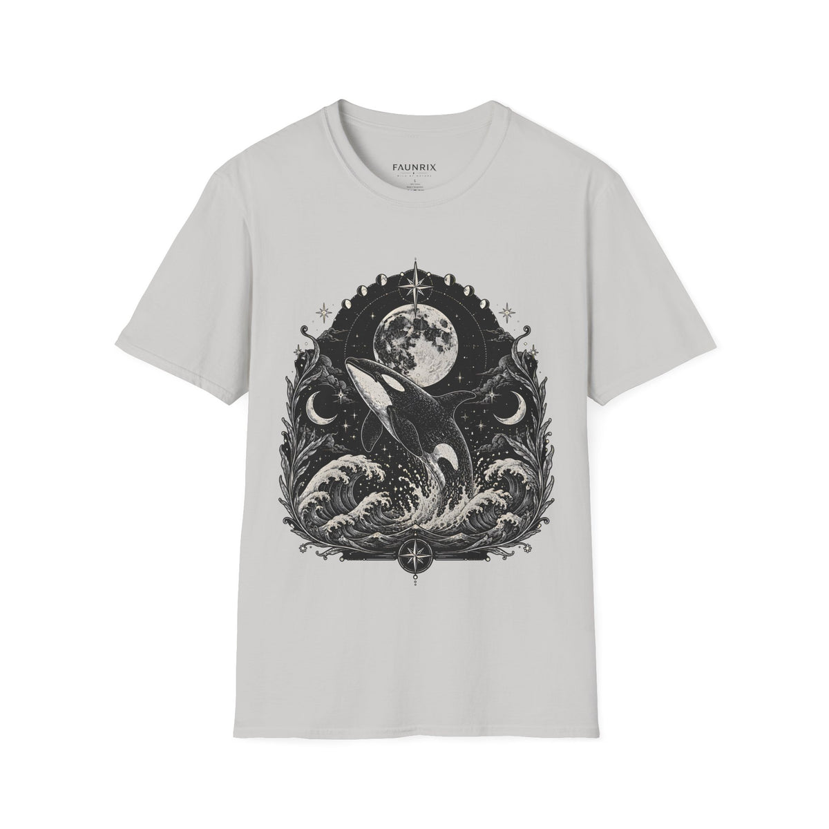 Orca Moon T-Shirt — Whale & Full Moon Illustration Tee