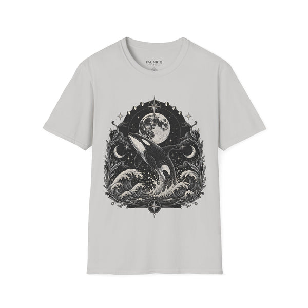 Orca Moon T-Shirt — Whale & Full Moon Illustration Tee