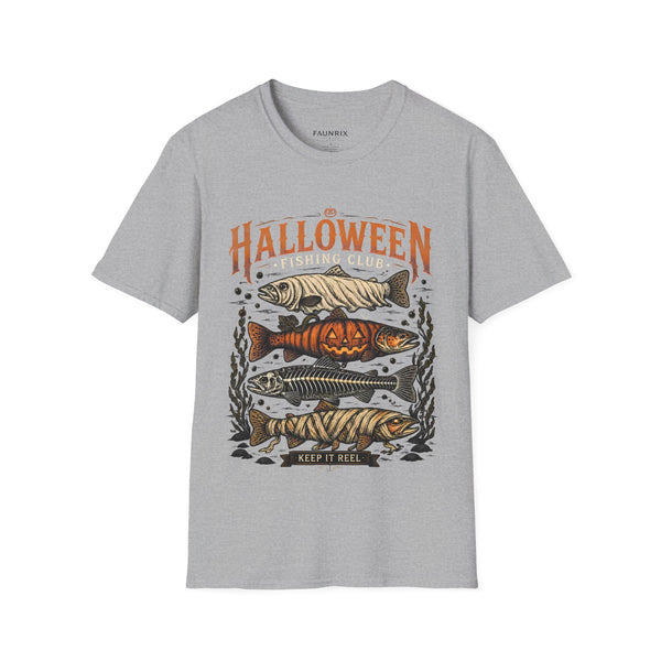 Halloween Trout Graphic T‑Shirt — Spooky Fish Pumpkin Design