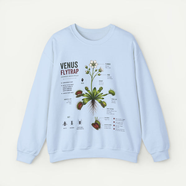 Venus Flytrap Botanical Crewneck Sweatshirt — Vintage Plant Illustration Tee