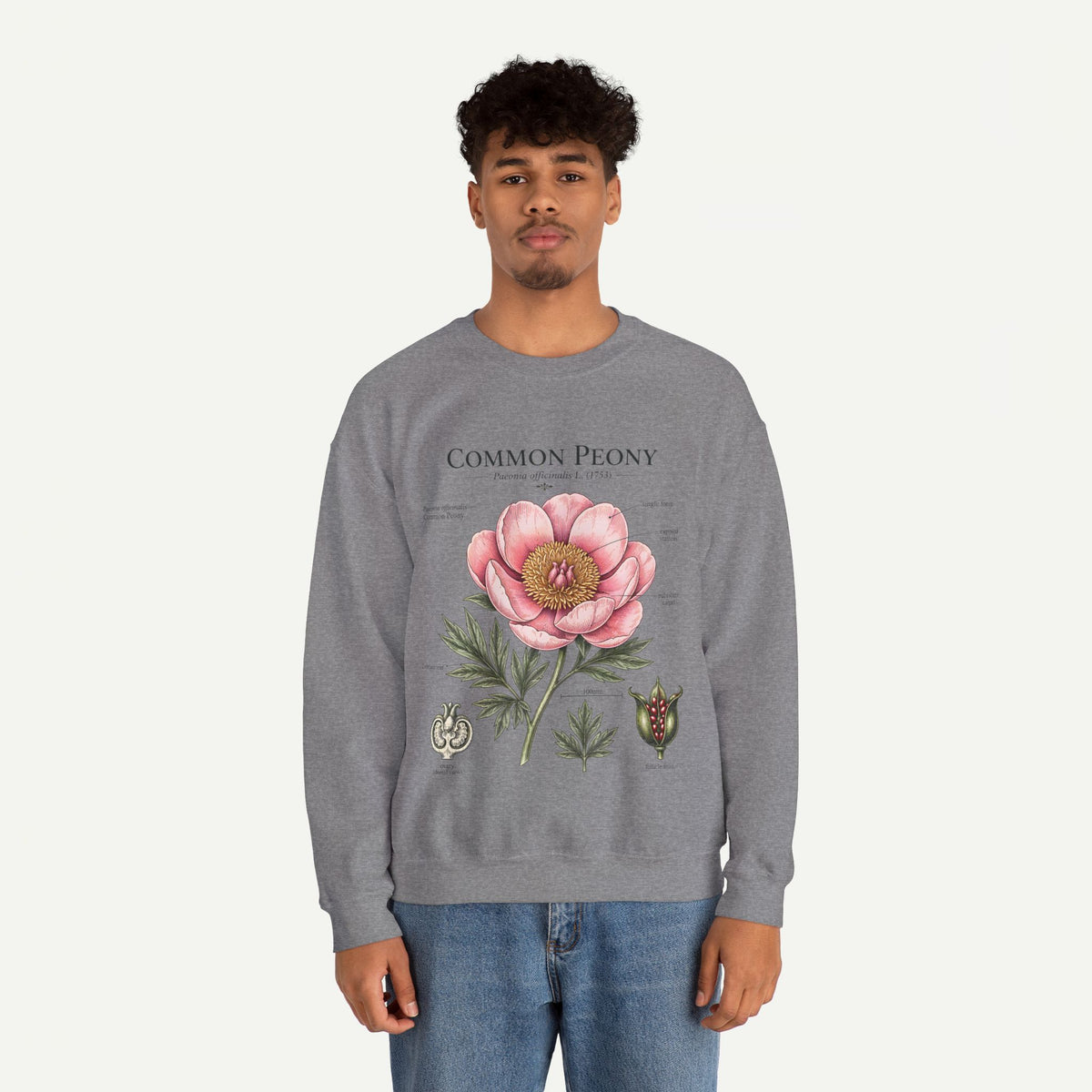 Peony Botanical Sweatshirt — "Common Peony" Floral Crewneck