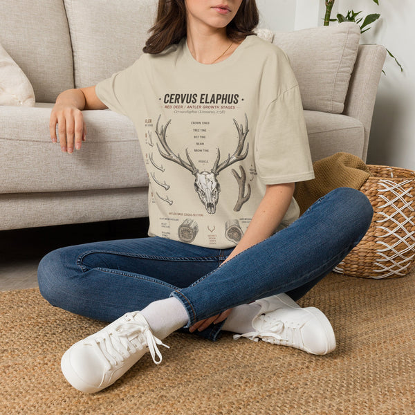 Deer Antler Anatomy T-Shirt — 'Cervus Elaphus' Educational Graphic