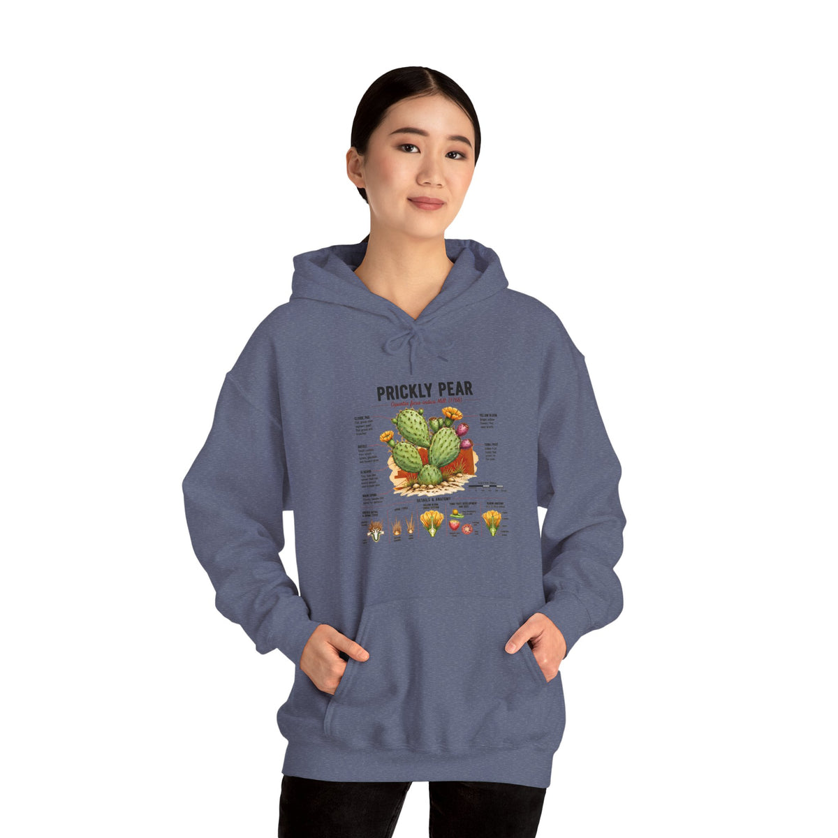Prickly Pear Botanical Hoodie – Cactus Anatomy Illustrated Sweatshirt