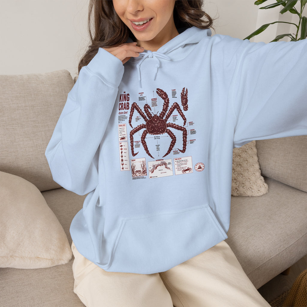King Crab Anatomy Hoodie — Vintage Seafood Diagram Sweatshirt