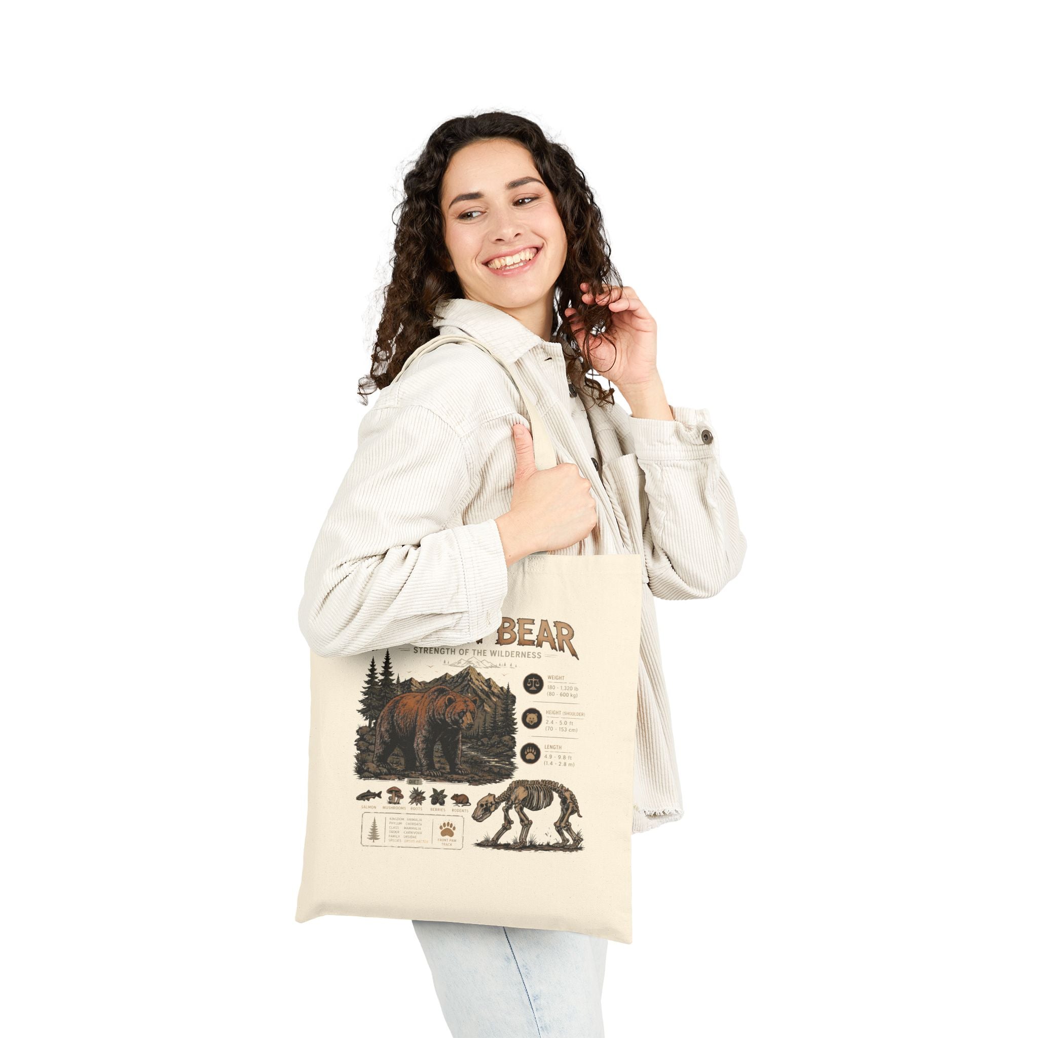 Brown Bear Nature Anatomy Tote Bag — Wildlife Illustration Eco Shopper Secondary image