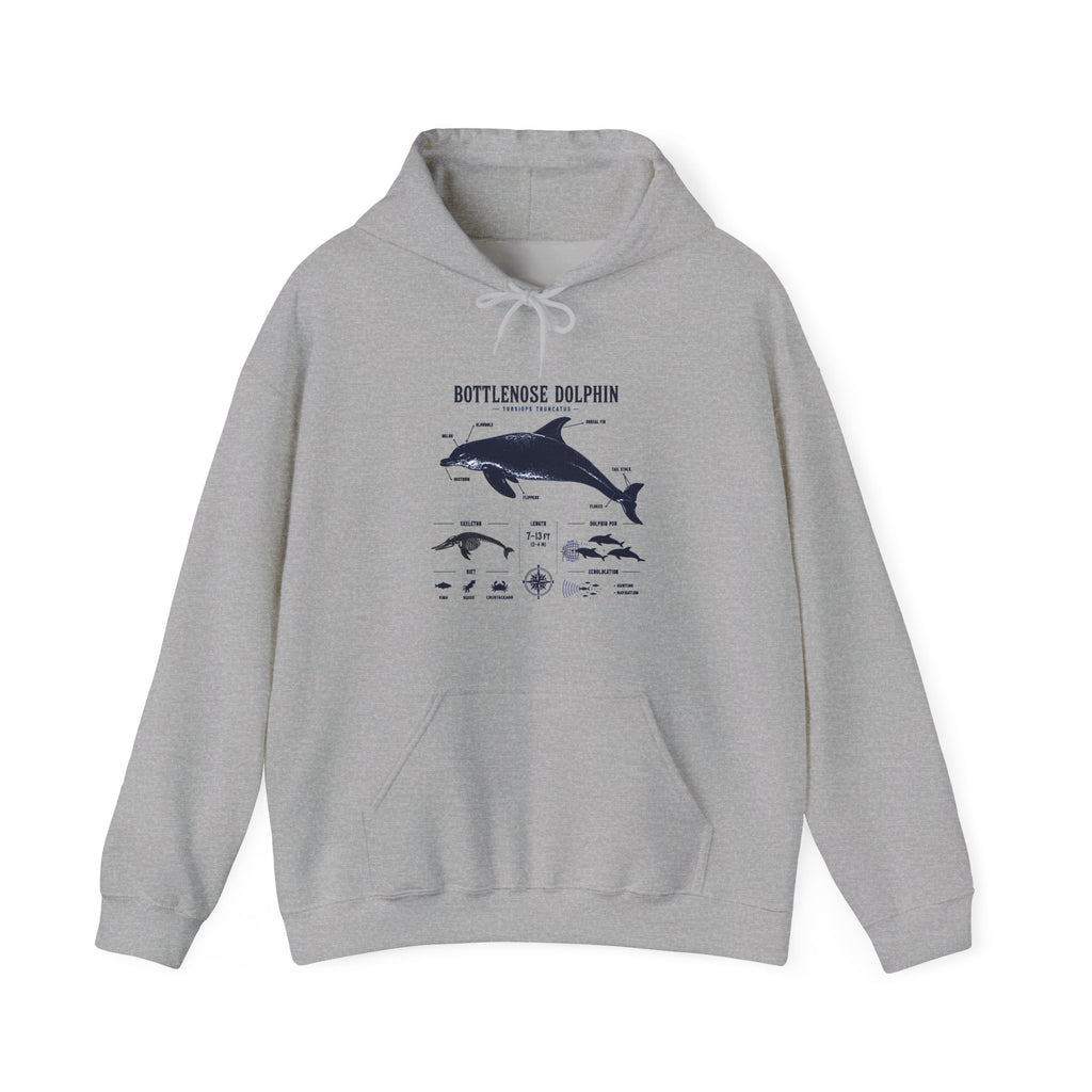 Bottlenose Dolphin Diagram Hoodie – Marine Life Anatomy Sweatshirt