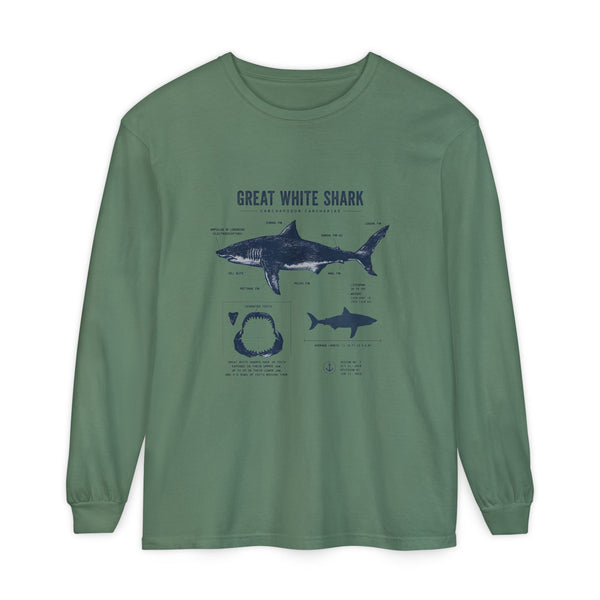 Great White Shark Anatomy Long Sleeve Tee