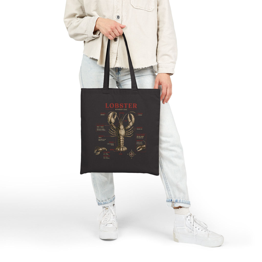 Lobster Anatomy Canvas Tote Bag — Vintage Seafood Illustration Grocery Market Tote