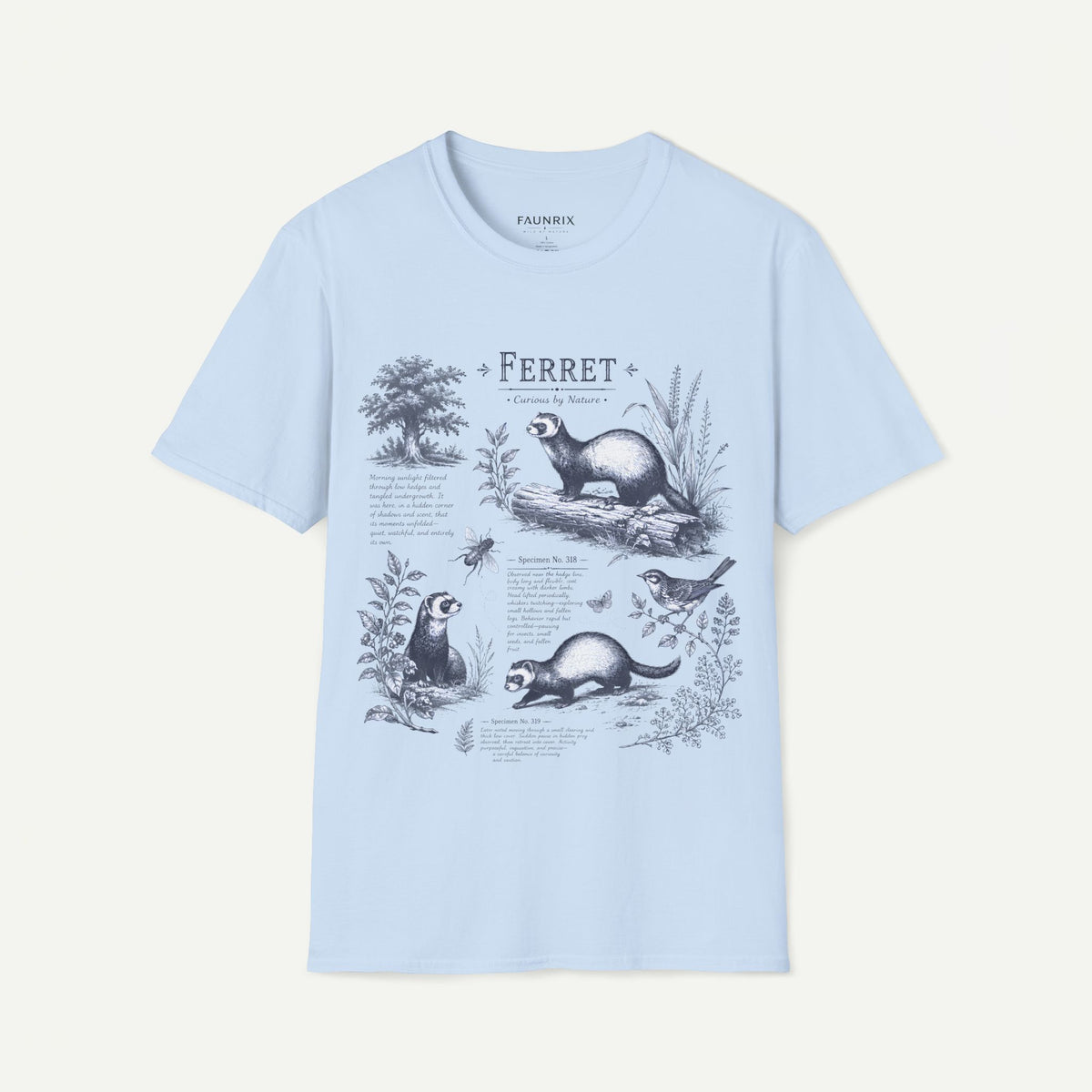 Ferret Vintage Anatomy T-Shirt — Botanical Wildlife Tee