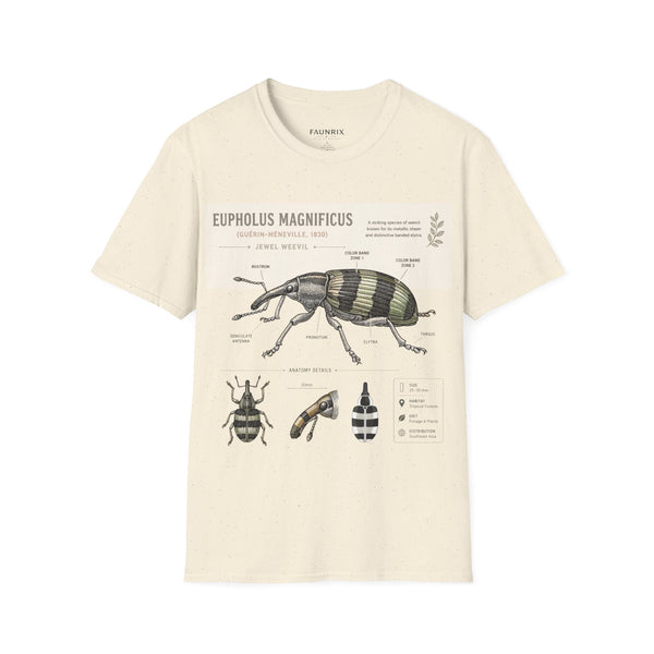Vintage Botanical Beetle Anatomy T-Shirt — Eupholus Magnificus Illustration