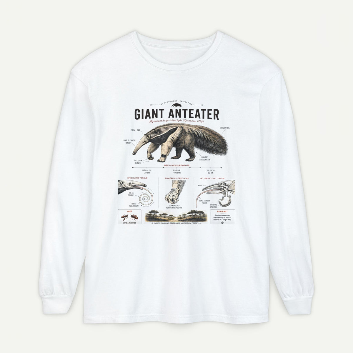 Giant Anteater Anatomy Long Sleeve Tee