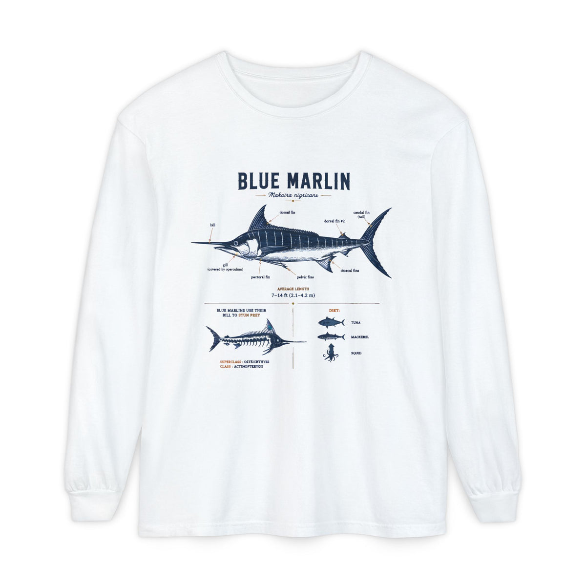 Blue Marlin Anatomy Long Sleeve Shirt