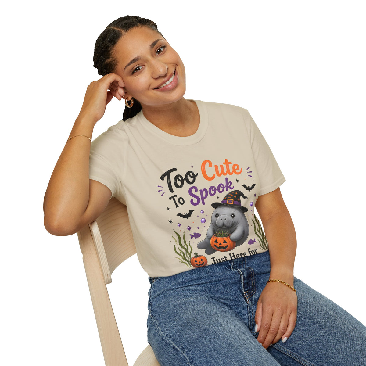 Too Cute to Spook Hippo Halloween T-Shirt — Just Here for Treats Cute Spooky Tee