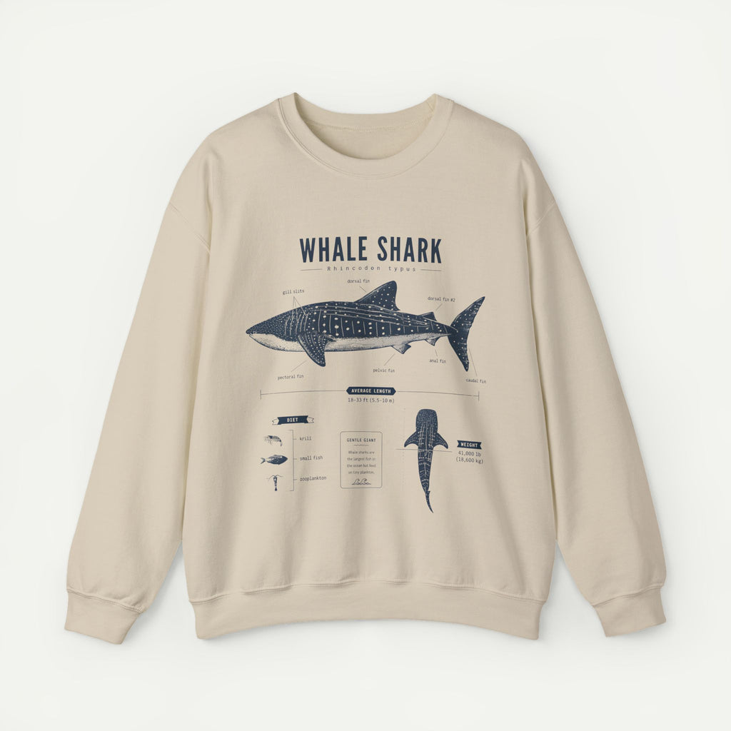 Whale Shark Anatomy Sweatshirt — Marine Life Illustration Crewneck