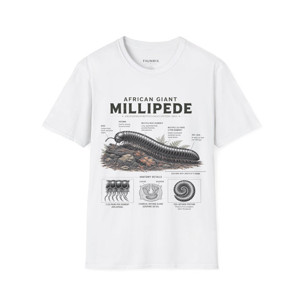 Millipede Anatomy T-Shirt — 'African Giant Millipede' Scientific Graphic Tee