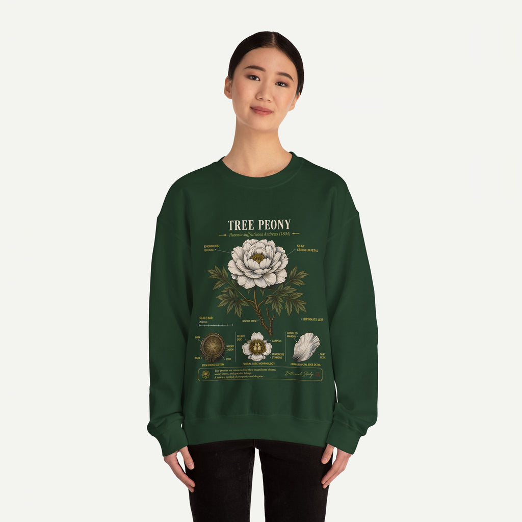 Tree Peony Botanical Sweatshirt — Vintage Flower Anatomy Crewneck