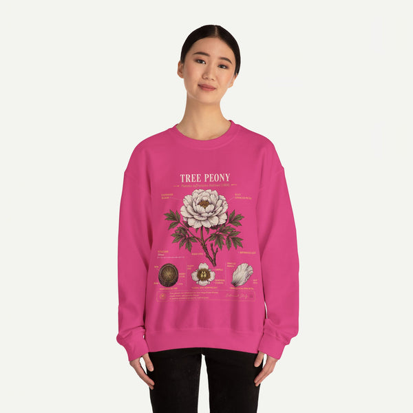 Tree Peony Botanical Sweatshirt — Vintage Flower Anatomy Crewneck