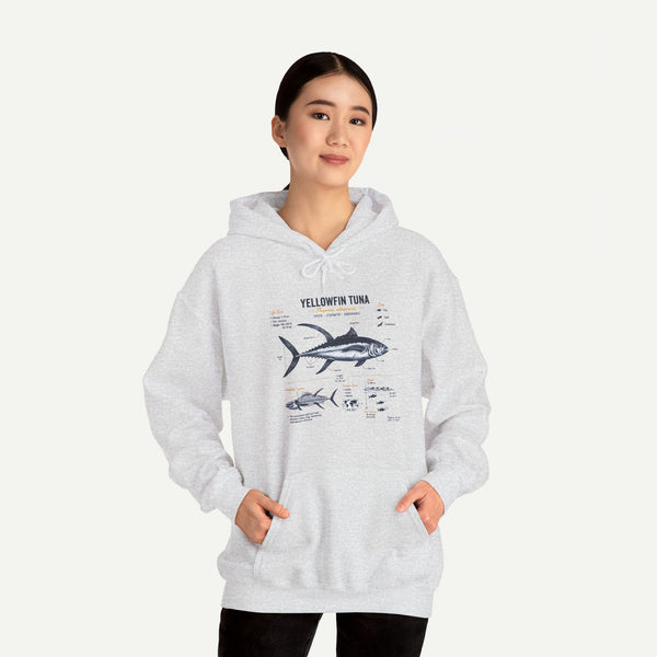 Yellowfin Tuna Anatomy Hoodie — Fishing Diagram Sweatshirt