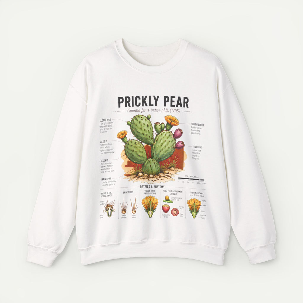 Prickly Pear Botanical Sweatshirt — Cactus Illustration Guide Crewneck