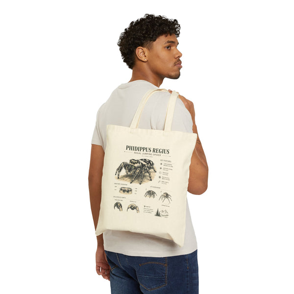 Spider Anatomy Tote Bag — Phidippus Regius Jumping Spider Canvas Tote