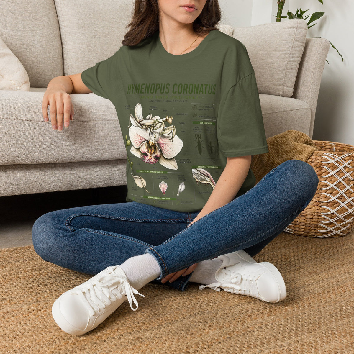 Mantis Anatomy Tee — Hymenopus Coronatus Orchid Mantis Illustration