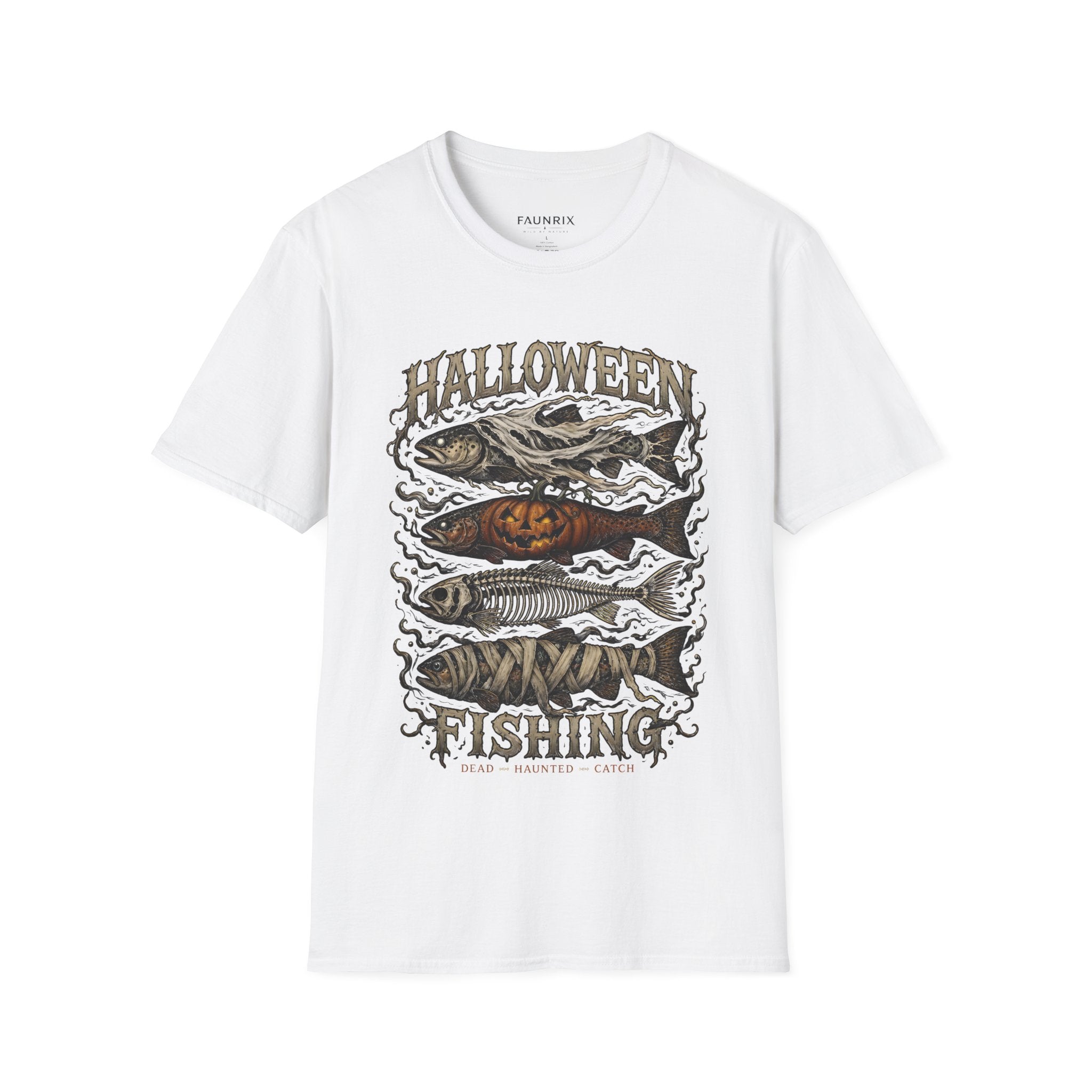 Halloween Fishing T-Shirt — Spooky Pumpkin Fish Graphic Tee Secondary image
