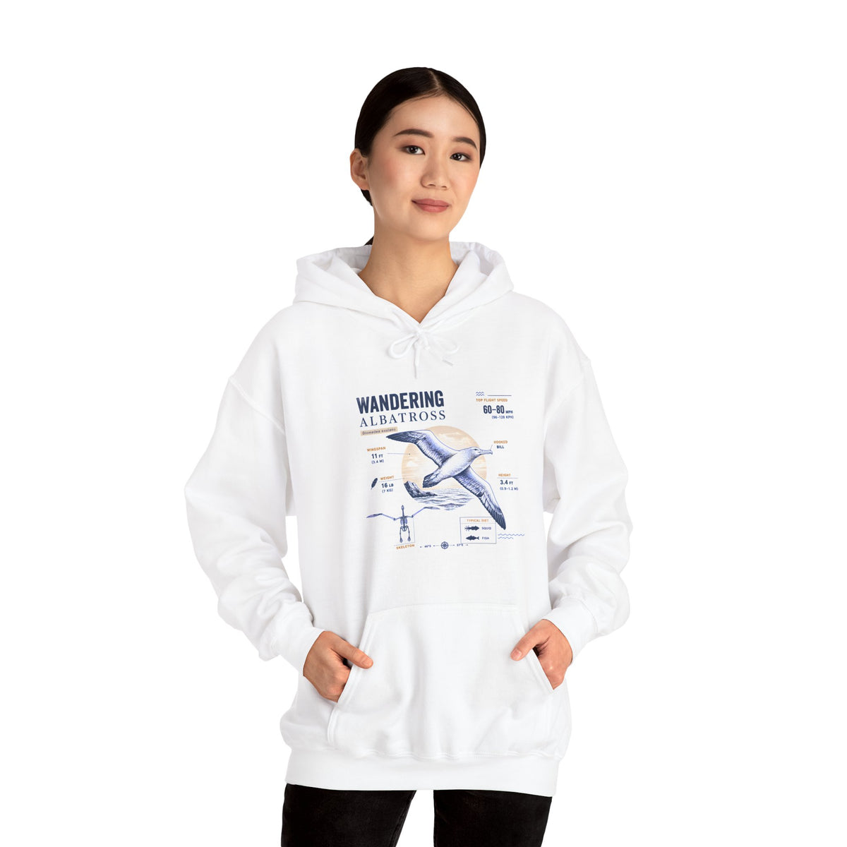 Wandering Albatross Hoodie — Illustrated Sea Bird Anatomy Pullover