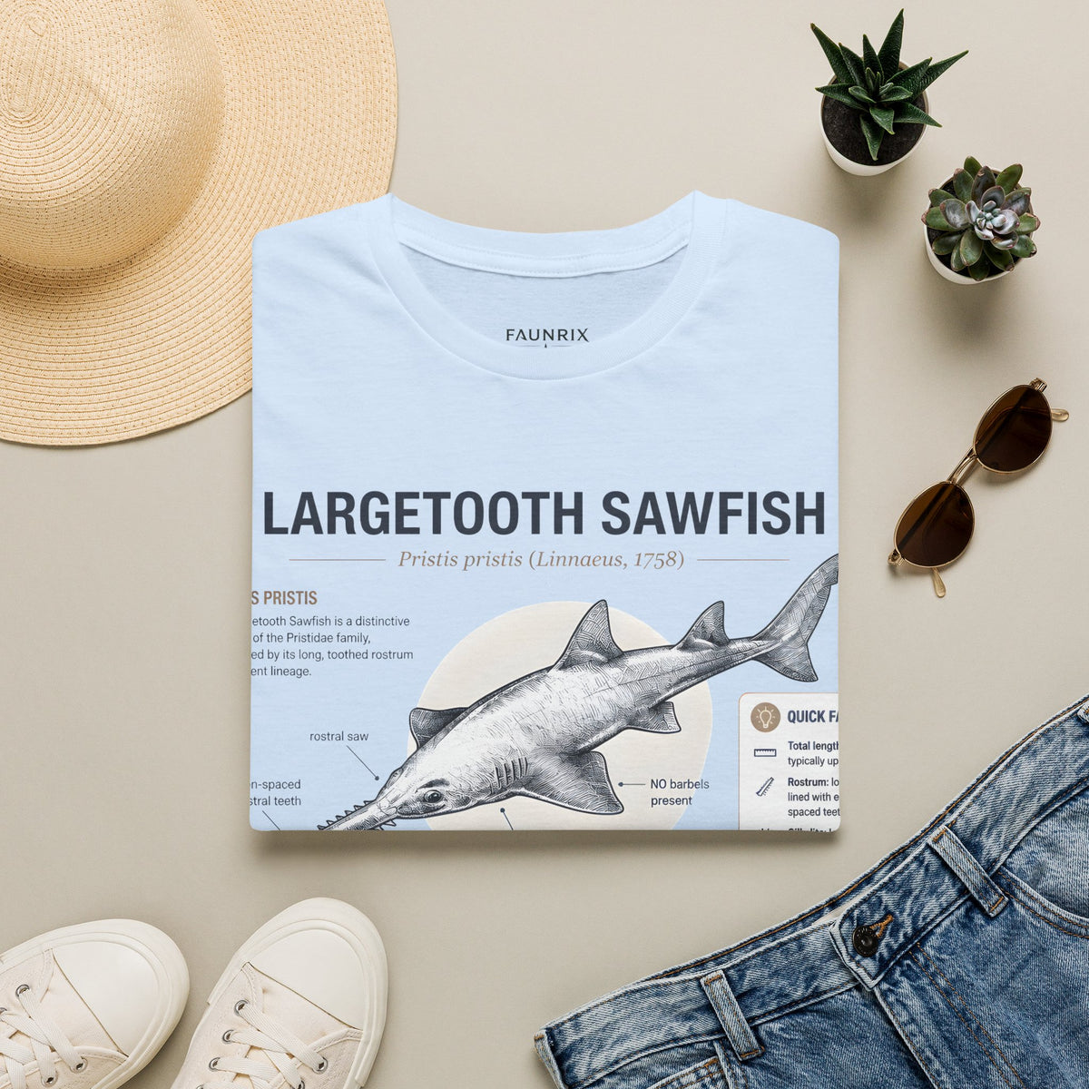Largetooth Sawfish Anatomy T-Shirt — Marine Biology Graphic Tee