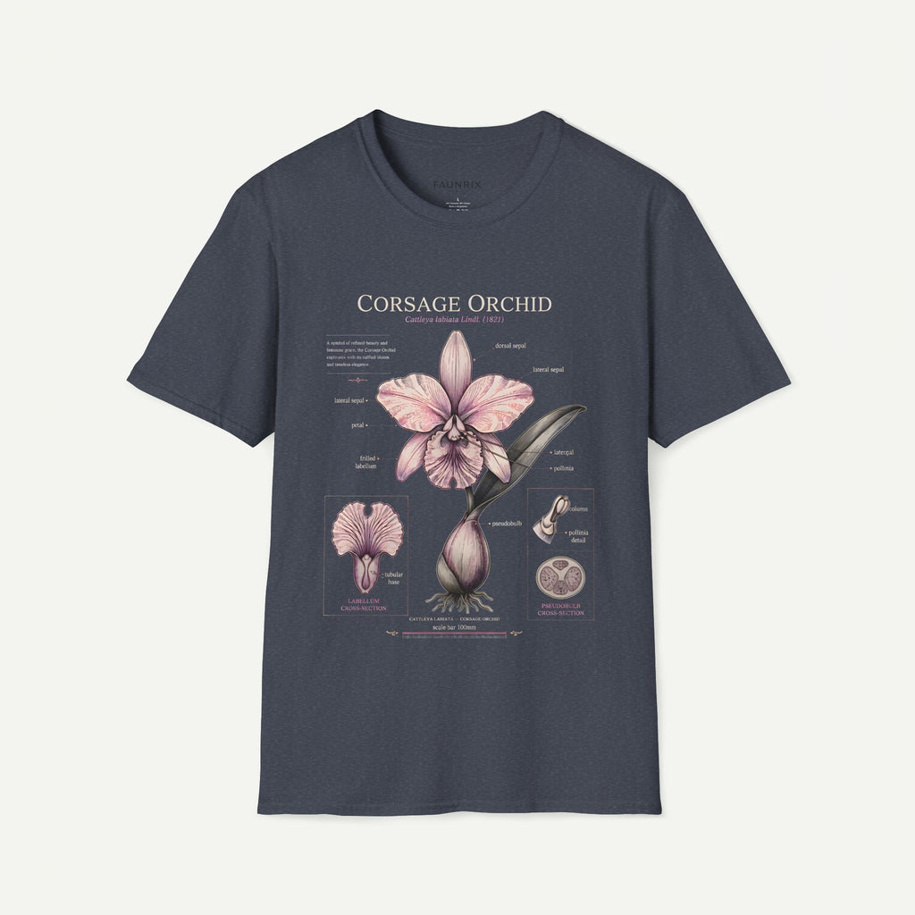 Corsage Orchid T-Shirt — Botanical Floral Diagram Tee