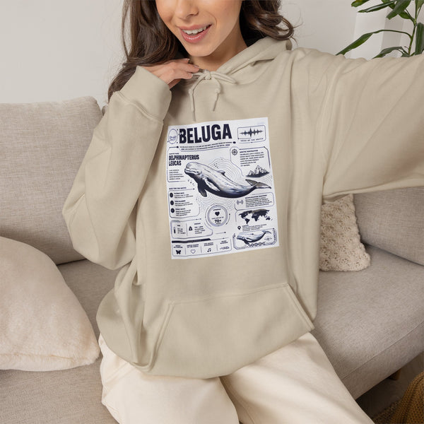Beluga Whale Graphic Hoodie - Marine Life Diagram Sweatshirt