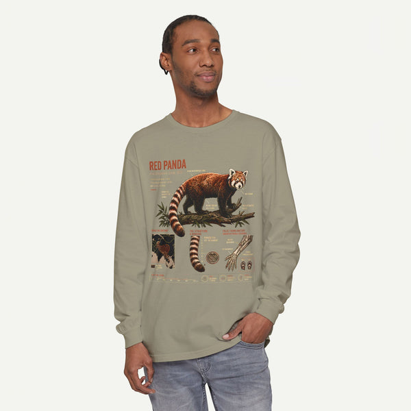 Red Panda Illustration Long Sleeve Tee — Wildlife Field Guide Graphic