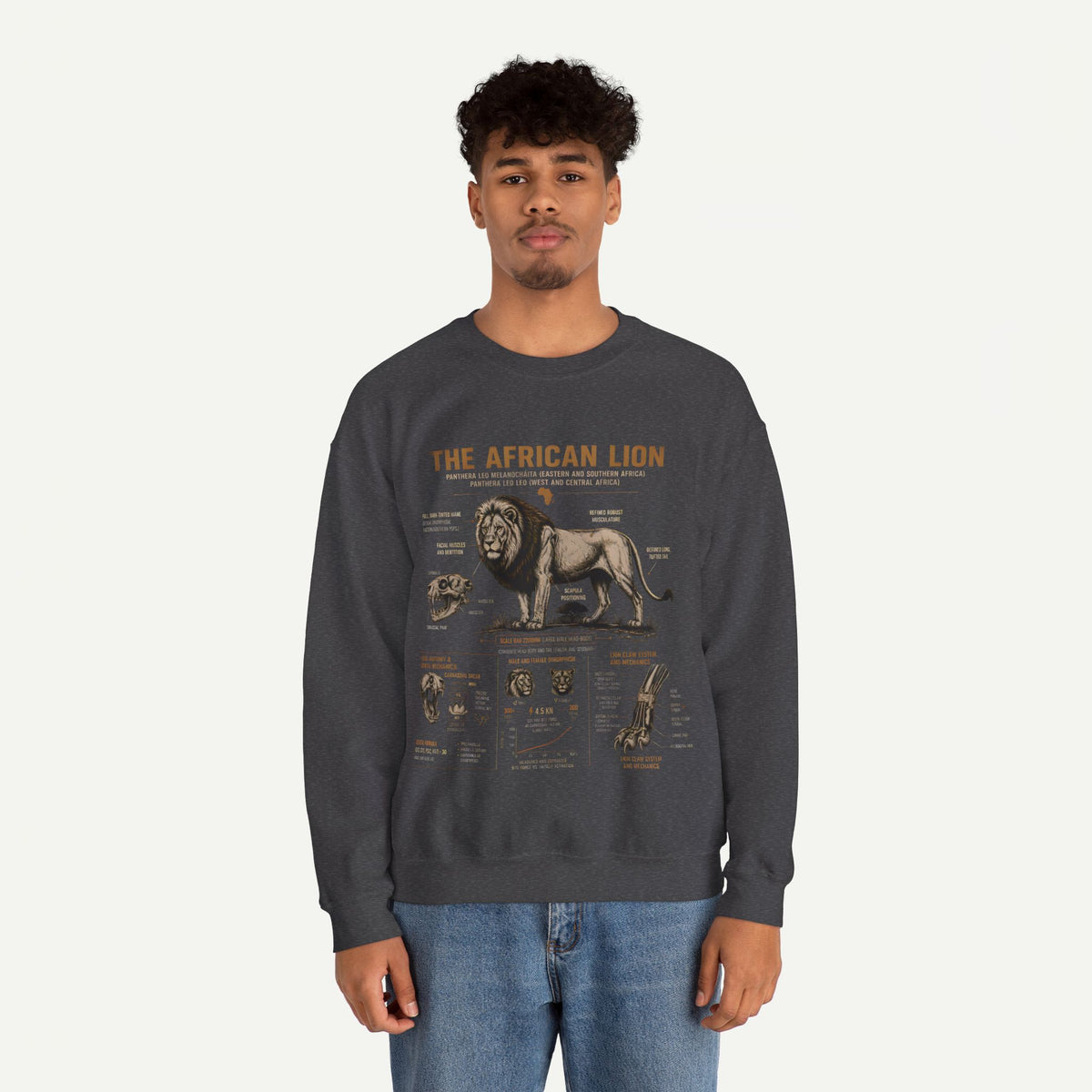 African Lion Anatomy Crewneck Sweatshirt