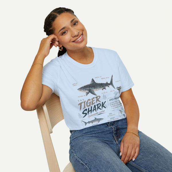 Tiger Shark Anatomy Tee — Vintage Apex Predator Graphic T-Shirt