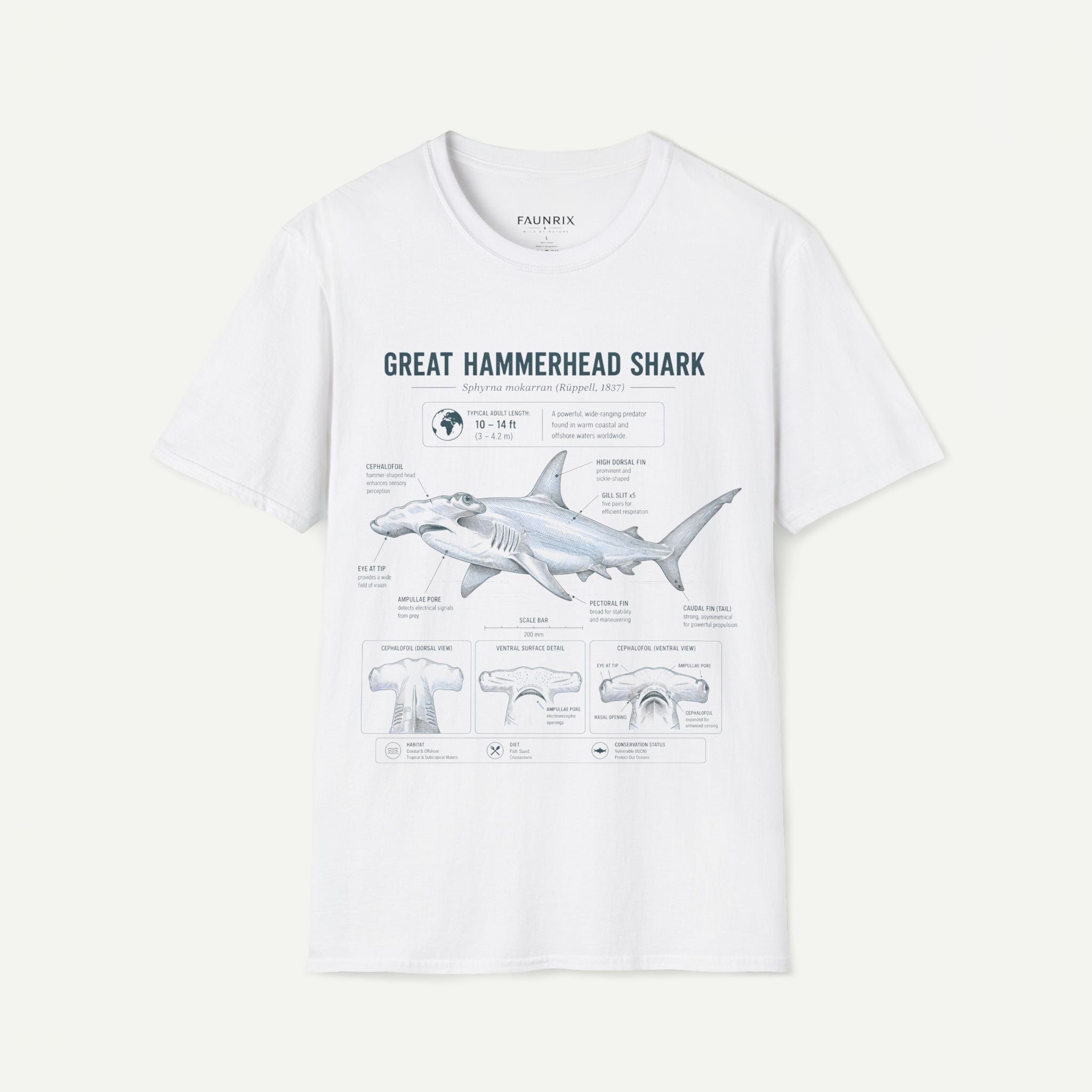 Hammerhead Shark Anatomy T-Shirt — Great Hammerhead Educational Tee Secondary image