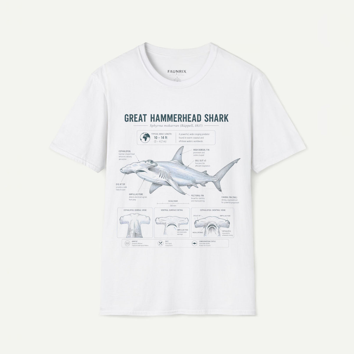 Hammerhead Shark Anatomy T-Shirt — Great Hammerhead Educational Tee