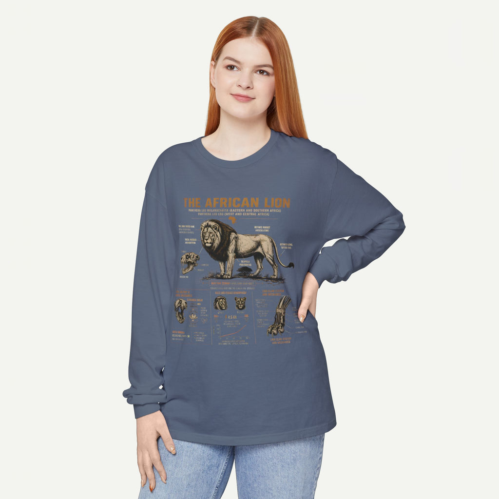 African Lion Anatomy Graphic Long Sleeve Tee