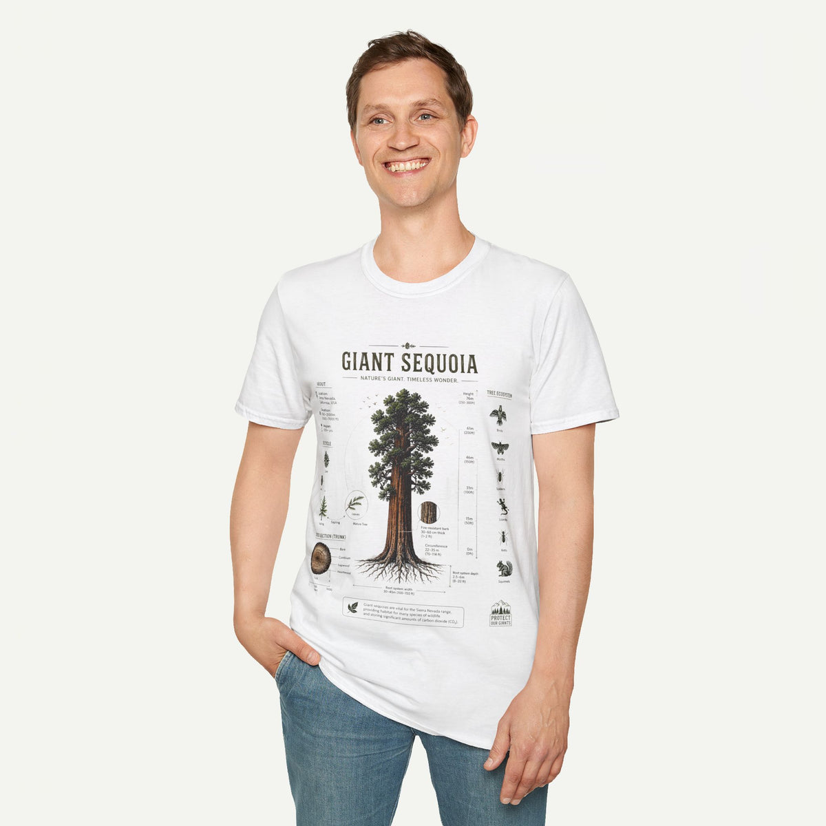 Giant Sequoia Anatomy T-Shirt — Botanical Tree Illustration Tee