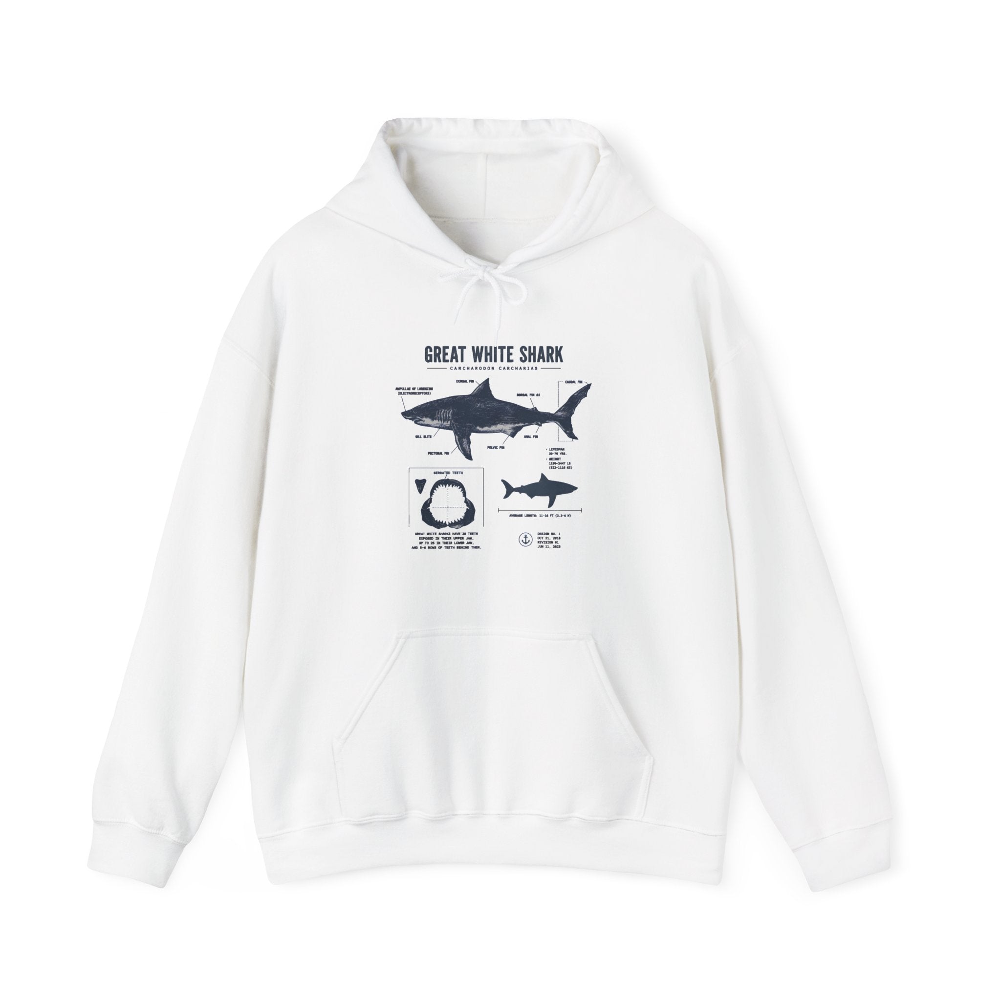 Shark Diagram Hoodie — Great White Shark Anatomy Graphic Sweatshirt Secondary image