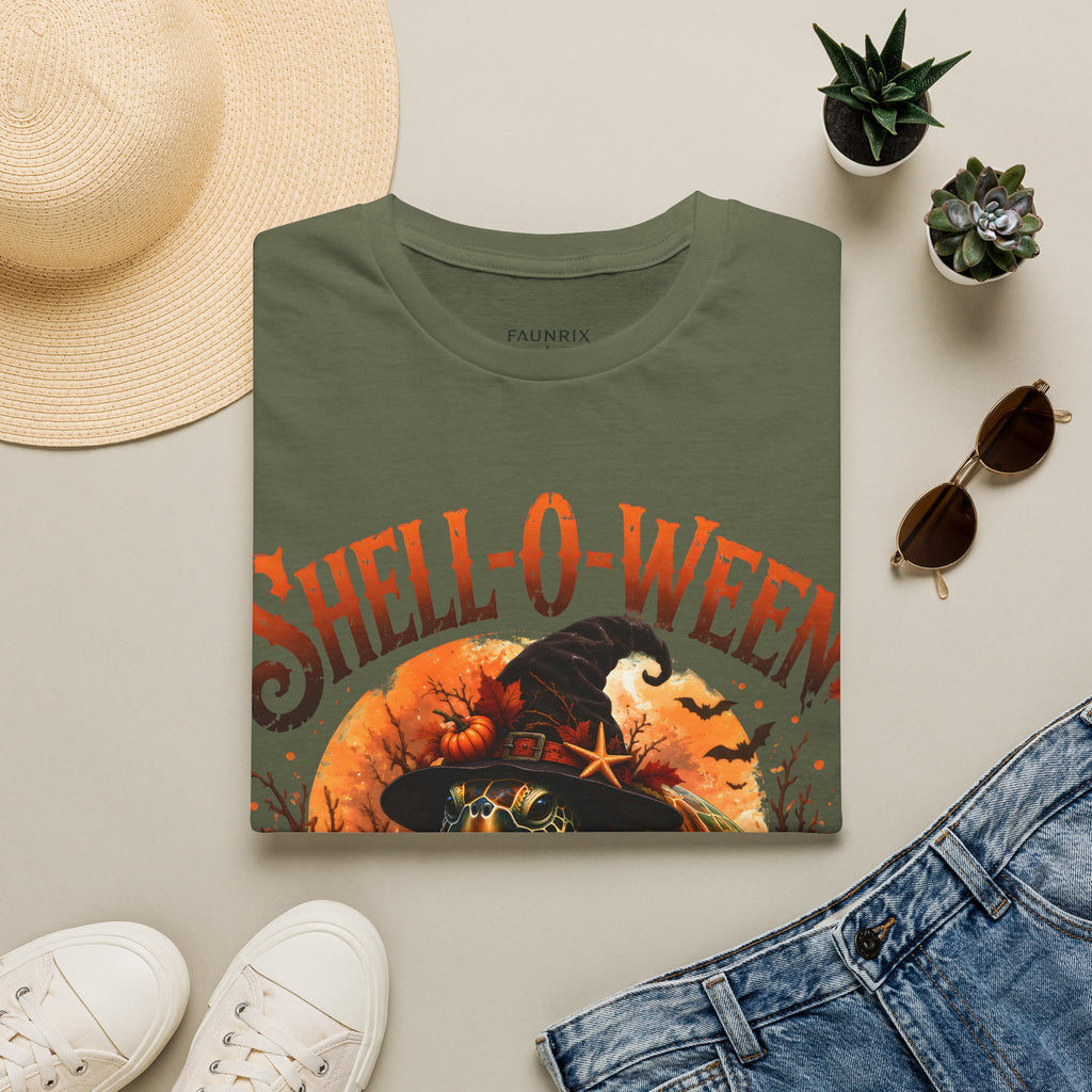 Shell-O-Ween T-Shirt — Spooky Pumpkin Witch Halloween Tee