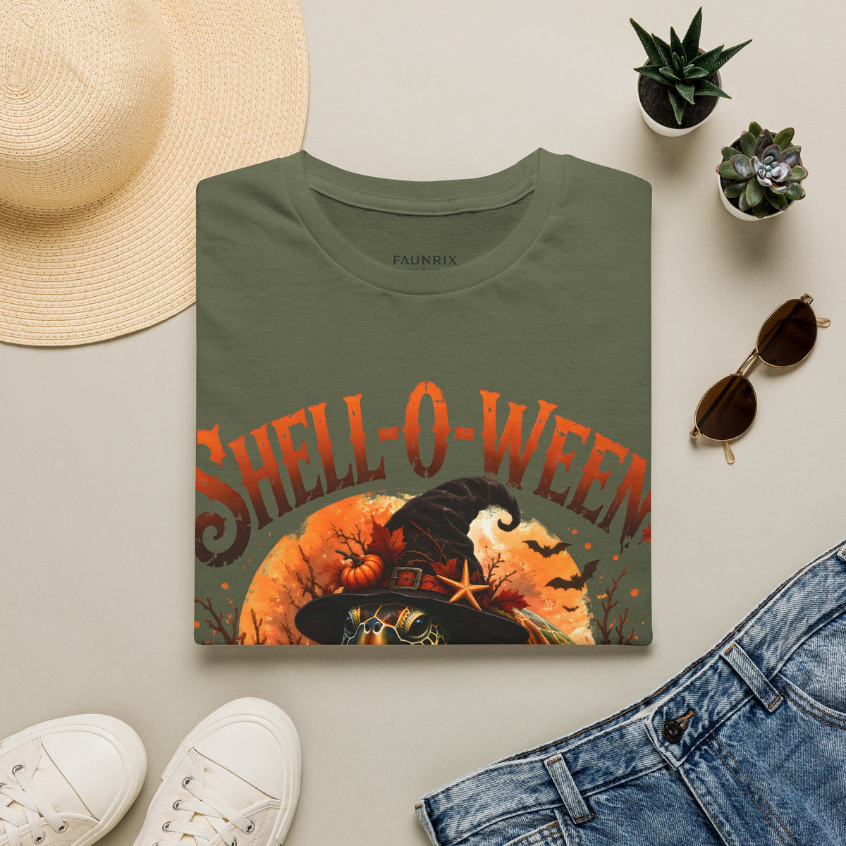 Shell-O-Ween T-Shirt — Spooky Pumpkin Witch Halloween Tee